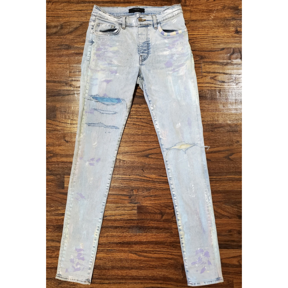 AMIRI Painter Tie Dye Patch Jean Size 30 Sky Indigo